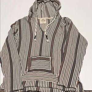 Striped V-Neck Sweater with Hood